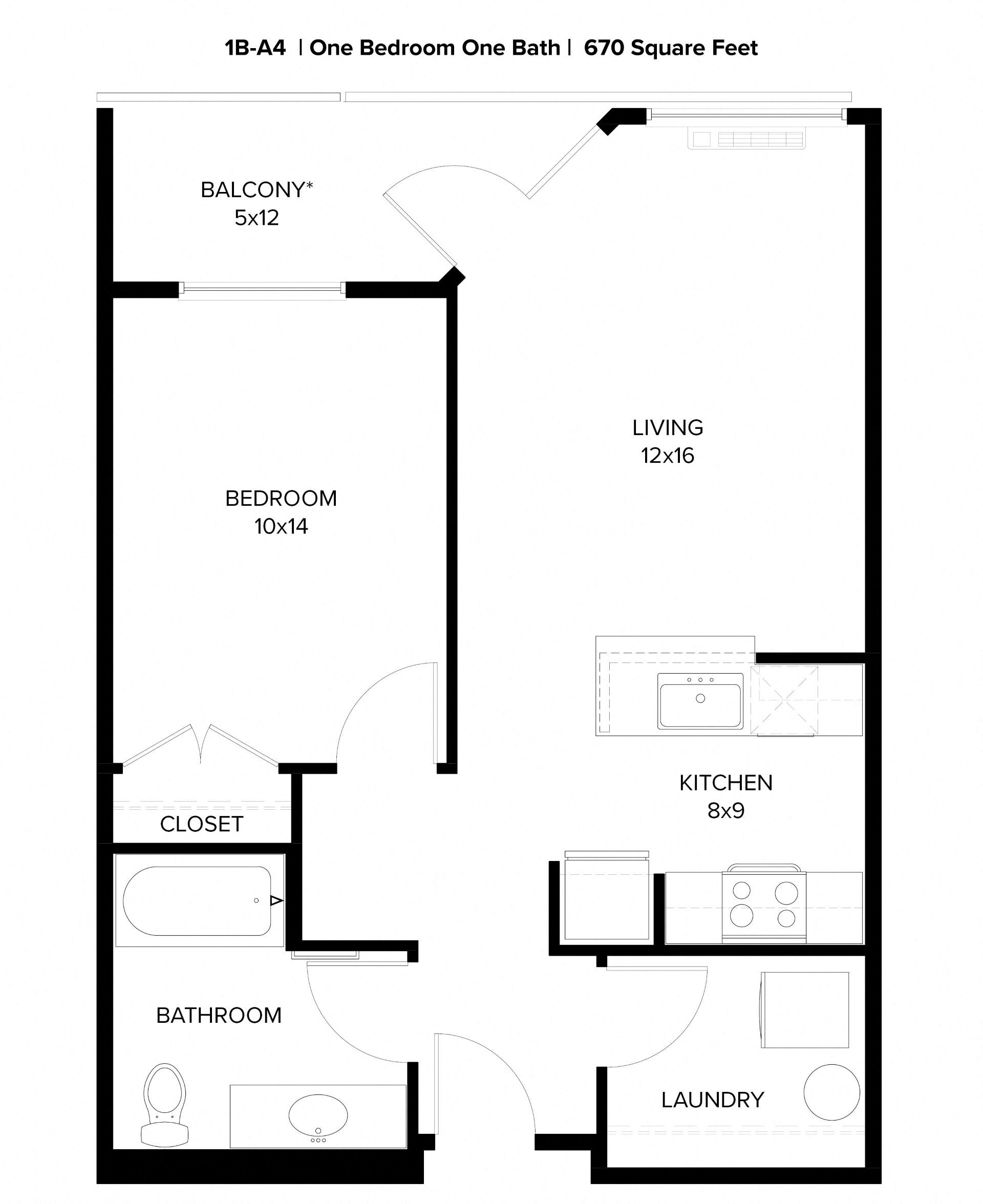 Harbor Sky 1x1 C Floor Plan